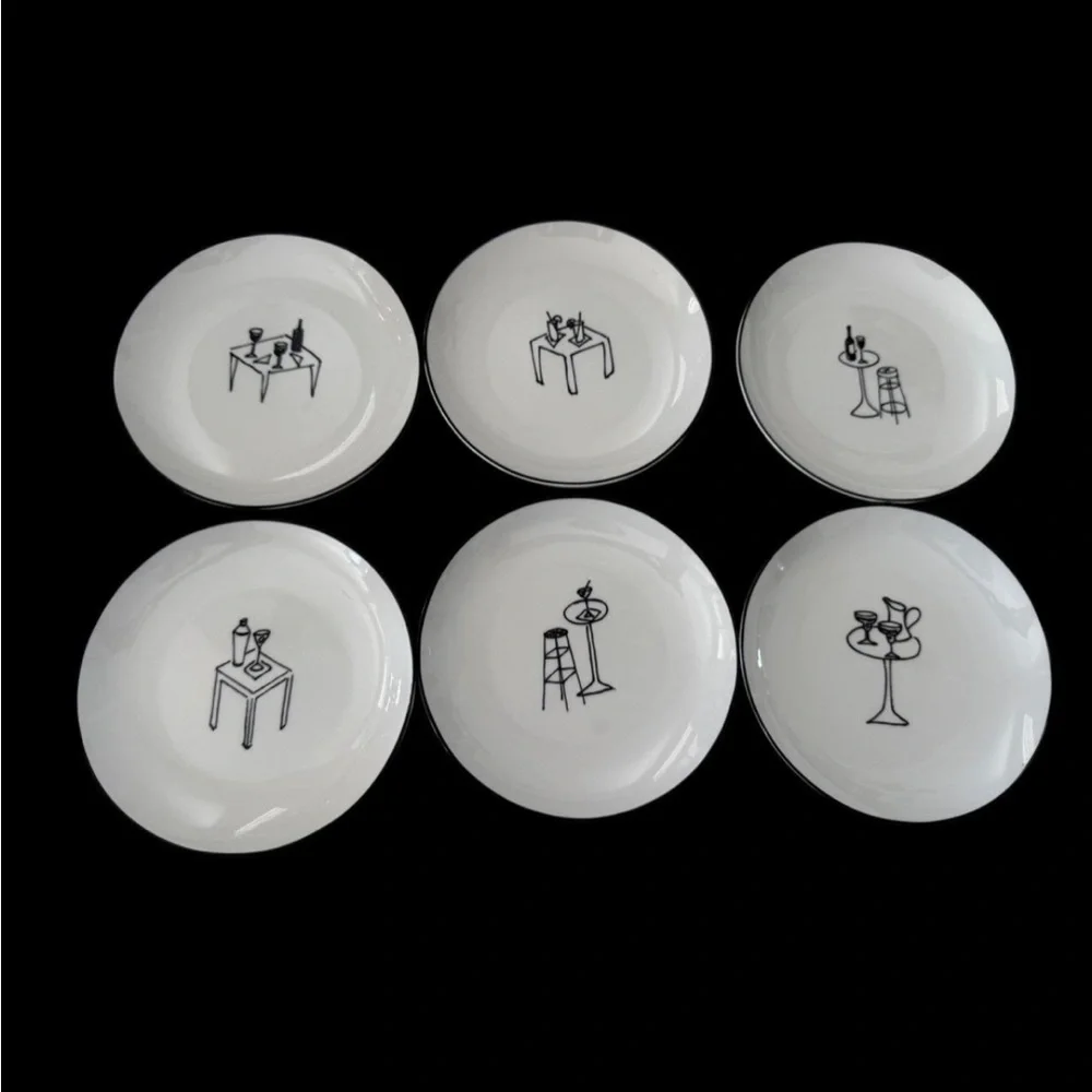 Crate & Barrel White Porcelain Party Plates Set of 6 | 6½